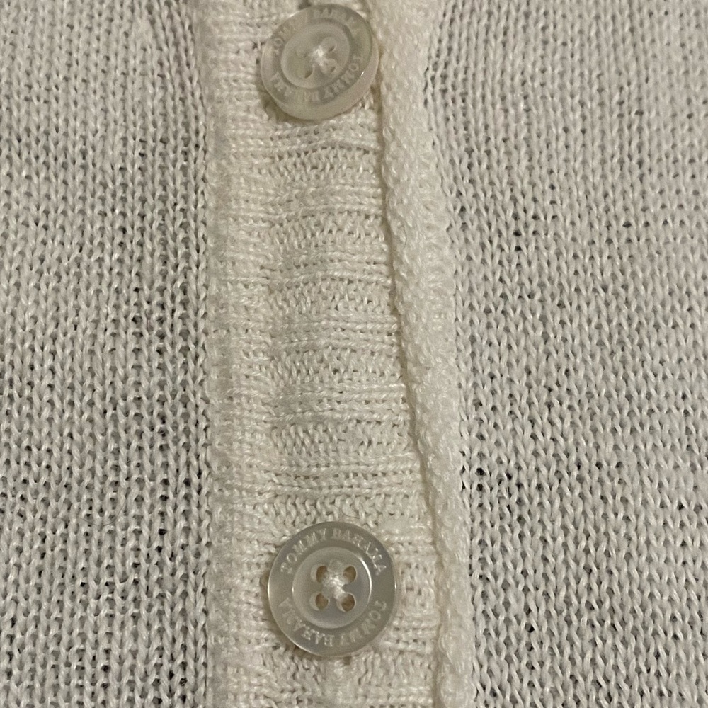 Tommy Bahama White Lea Knit 100% Linen Cardigan Hoodie Pockets Beachy Nautical - Picture 8 of 10